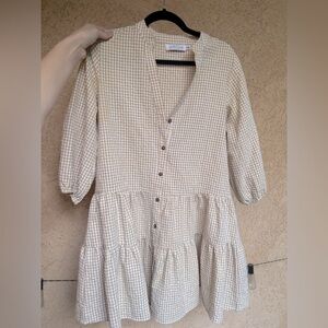 Petal & Pup Button Up Long Sleeve Plaid Mini Dress